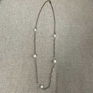 Silver Colored Necklace with Faux Pearls